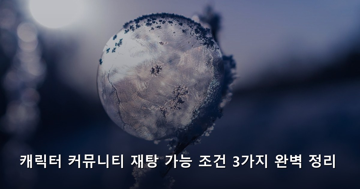 캐릭터 커뮤니티 재탕 가능 조건 3가지 완벽 정리